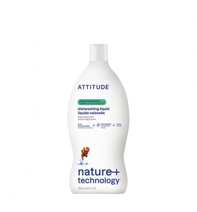 Washing Up Liquid, Green Apple and Basil, ATTITUDE