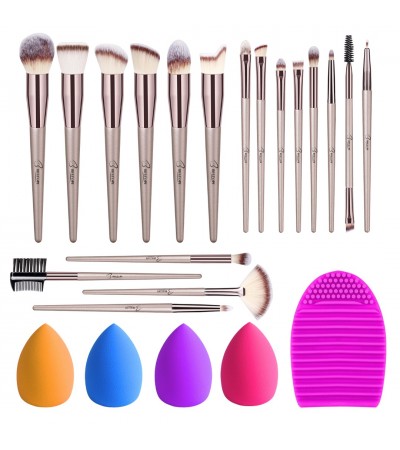 Makeup Brushes, 4 Makeup Sponges & 1 Brush Cleaner Set - Rose Gold BESTOPE