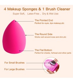 Makeup Brushes, 4 Makeup Sponges & 1 Brush Cleaner Set - Rose Gold BESTOPE