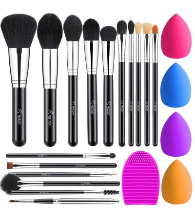 Makeup Brushes, 4 Makeup Sponges & 1 Brush Cleaner Set - Rose Gold BESTOPE