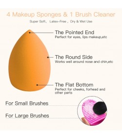 Makeup Brushes, 4 Makeup Sponges & 1 Brush Cleaner Set - Rose Gold BESTOPE