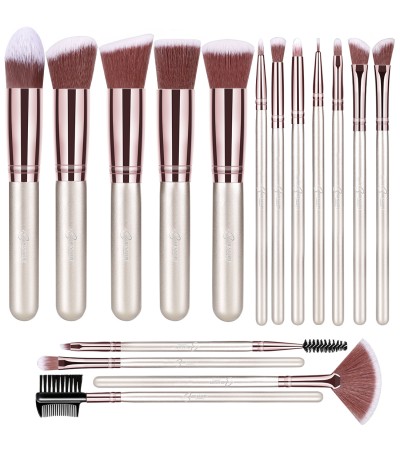 BESTOPE Makeup Brushes 16 Pcs Makeup Brush Set, Champagne Gold