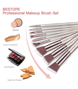 BESTOPE Makeup Brushes 16 Pcs Makeup Brush Set, Champagne Gold