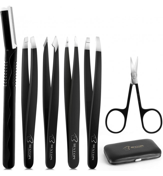 BESTOPE Eyebrow Tweezers Professional Set 6 Pcs