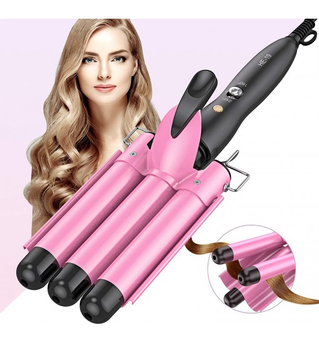 BESTOPE Hair Curling Iron with 3 Barrels - Pink