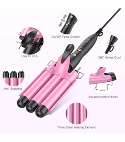 BESTOPE Hair Curling Iron with 3 Barrels - Pink