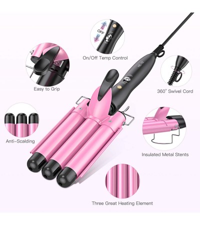 BESTOPE Hair Curling Iron with 3 Barrels - Pink