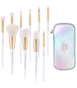 Makeup Brushes with Shiny Case Mermaid BESTOPE 10 Pcs