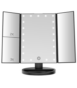 Cosmetic Makeup Mirror, LED Lights, Black - Bestope