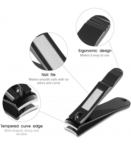 Nail Clippers Set 2PCs Black Stainl ...