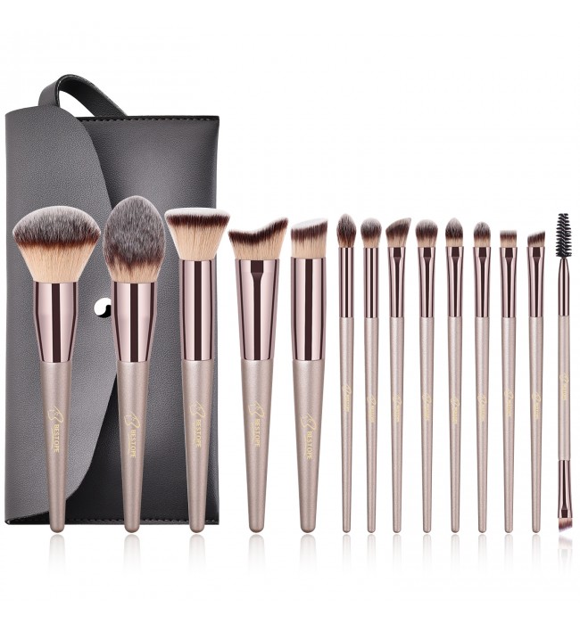 BESTOPE Makeup Brushes, Conical Handle Professional Premium Synthetic Makeup Brush Set Kit With Case Bag