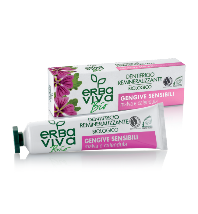 Erba Viva Bio Органична реминерализираща паста за зъби с малва и невен 75 мл.