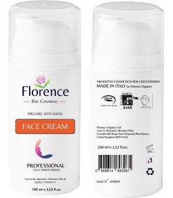 Organic Anti Aging face cream with Hyaluronic Acid Florence Organics 100 ml.