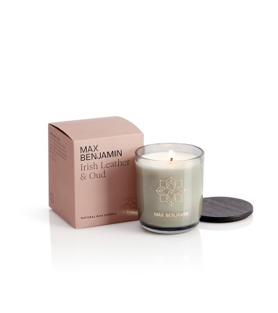 Irish leather and oud Luxury Natural Candle Max Benjamin