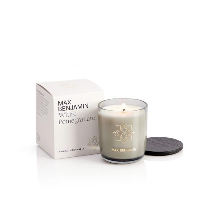 White Pomegranate Luxury Natural Candle Max Benjamin