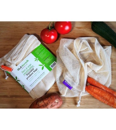 Set of 3 reusable produce bags Ola Bamboo