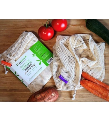 Set of 3 reusable produce bags Ola Bamboo
