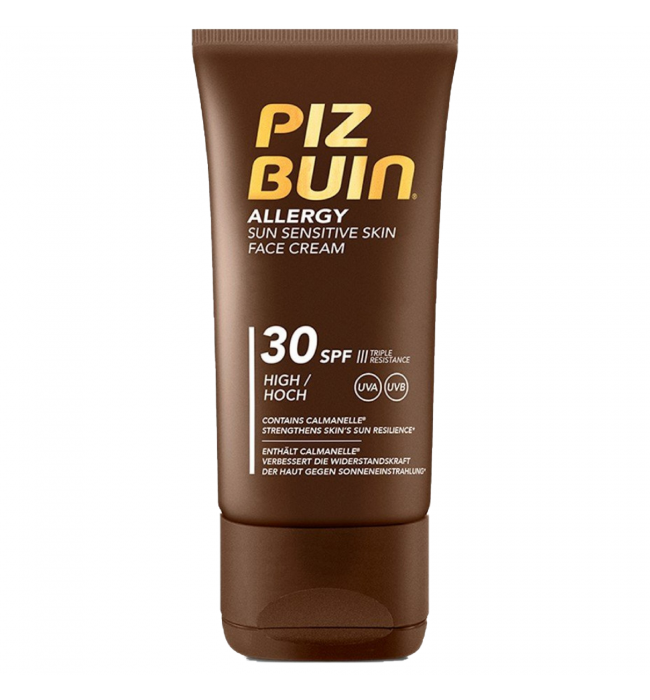 PIZ BUIN Слънцезащитен крем за лице за алергична и чувствителна кожа SPF 30 50 мл.