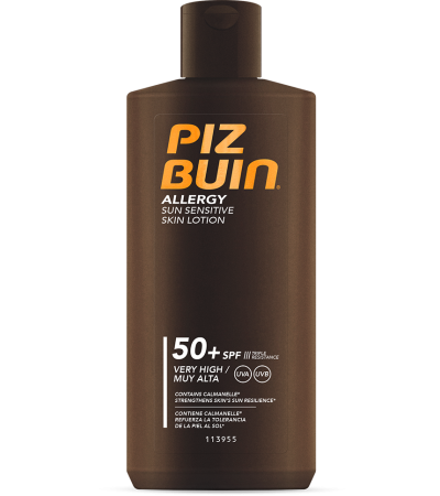 PIZ BUIN Слънцезащитен лосион за алергична и чувствителна кожа SPF50+ 200 мл.