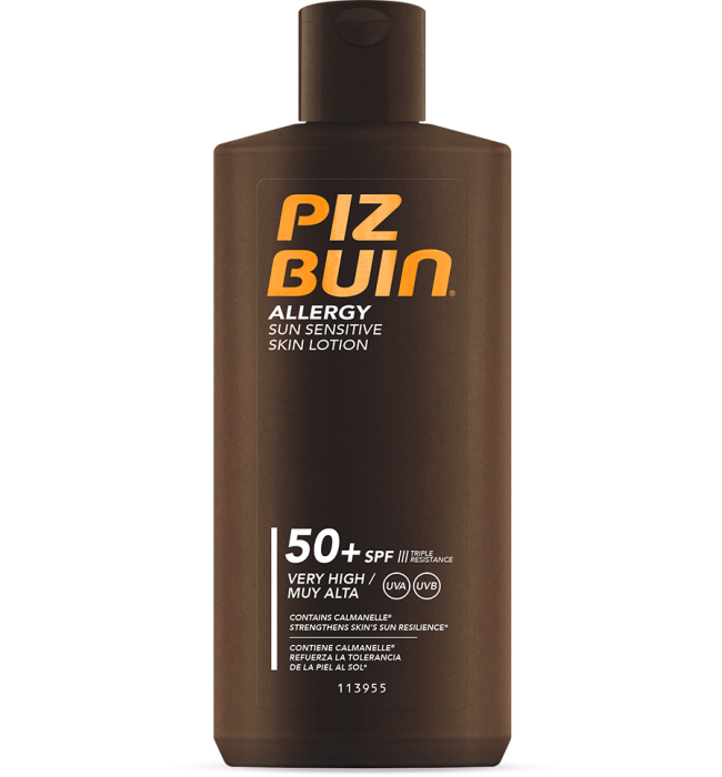 PIZ BUIN Слънцезащитен лосион за алергична и чувствителна кожа SPF50+ 200 мл.