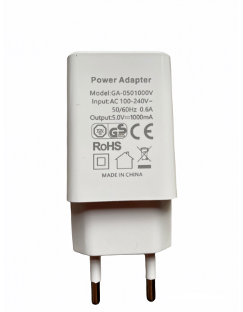 Power Adapter USB, 100-240V / 1000mA