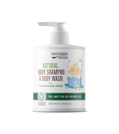 Natural Baby Shampoo and Body Wash “Fragrance Free”  WOODEN SPOPON 300 ml.