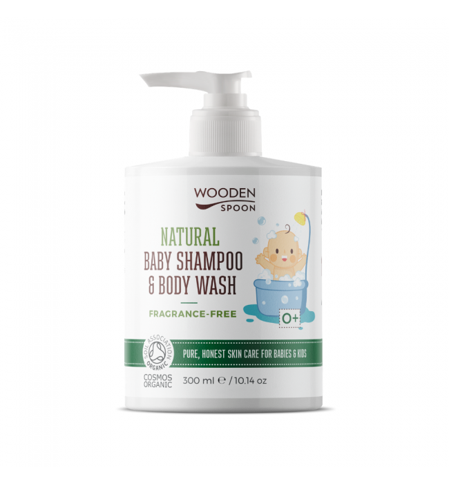 Natural Baby Shampoo and Body Wash “Fragrance Free”  WOODEN SPOPON 300 ml.