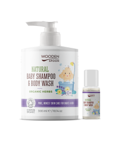 Natural Baby Shampoo and Body Wash Lavender and Herbs  WOODEN SPOPON 300 ml.