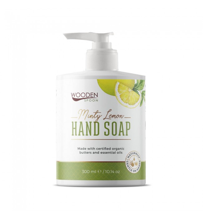 Natural Hand Soap Minty Lemon Wooden Spoon 300 ml.