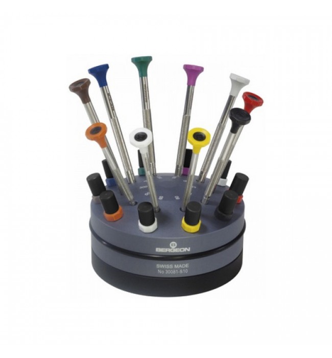 Bergeon 30081-S10 Turning stand with 10 screwdrivers