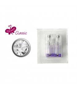 1 pair ear studs Easy Piercy Classic, white, brilliant imitation