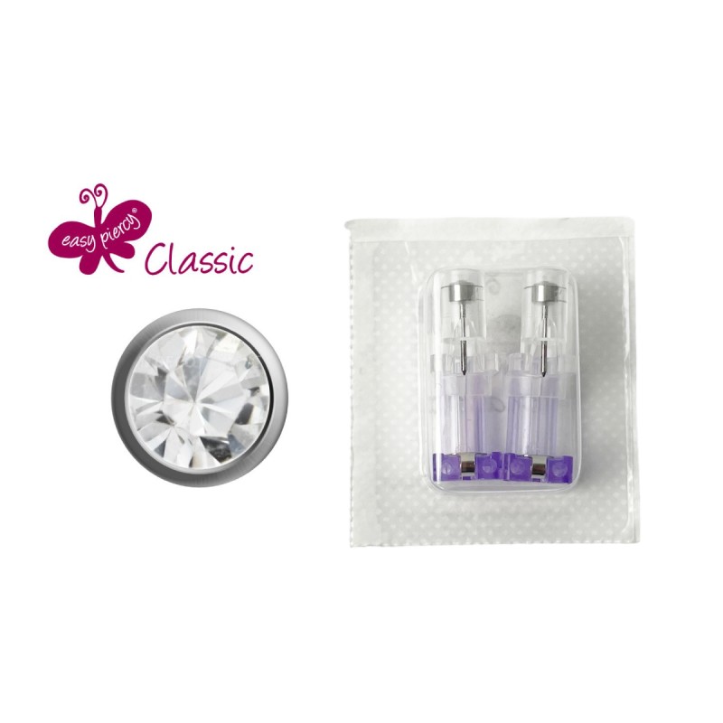 1 pair ear studs Easy Piercy Classic, white, brilliant imitation 1 pair ear studs Easy Piercy Classic, white, brilliant imitation