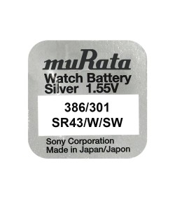 Murata/Sony 386/301 batteries for quartz watches with silver oxides 1.55 volts
