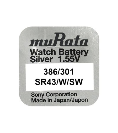 Murata/Sony 386/301 batteries for quartz watches with silver oxides 1.55 volts