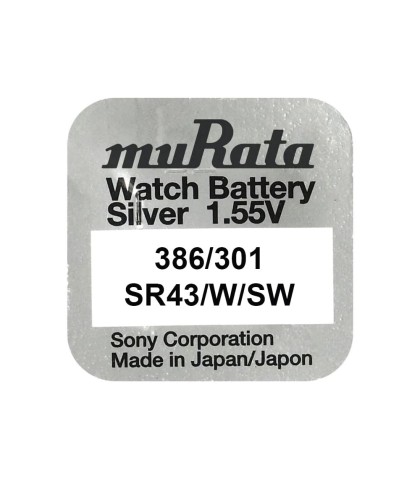 Murata/Sony 386/301 batteries for quartz watches with silver oxides 1.55 volts