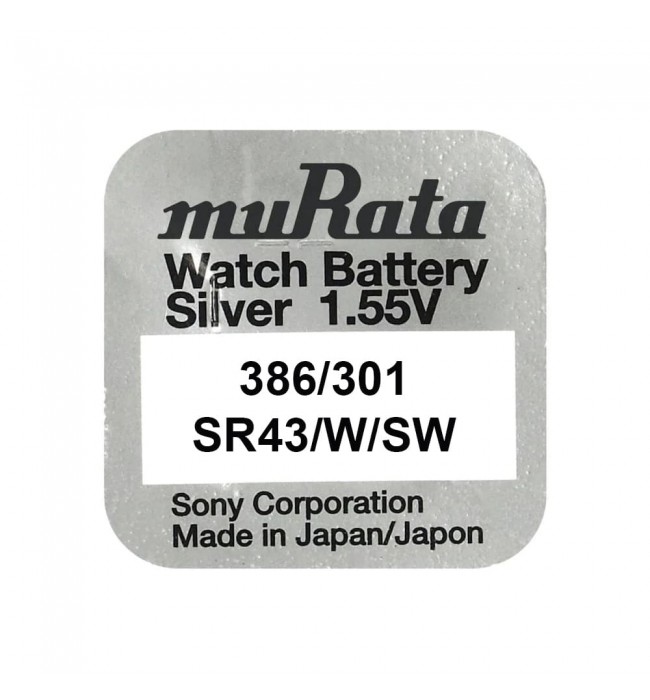 Murata/Sony 386/301 batteries for quartz watches with silver oxides 1.55 volts