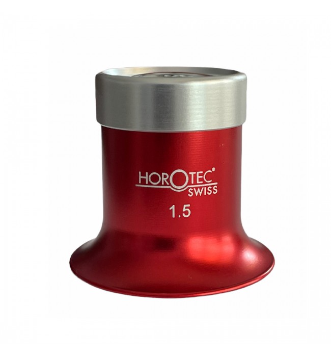 Horotec MSA 00.031-1.5 eyeglass loupe in aluminium anodised red with screwed ring x6.5