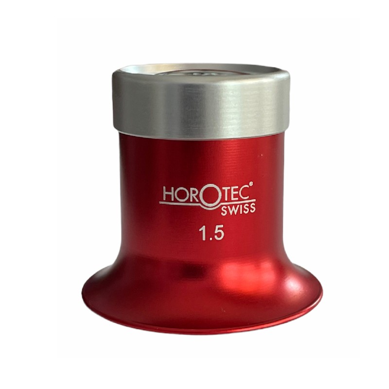 Horotec MSA 00.031-1.5 eyeglass loupe in aluminium anodised red with screwed ring x6.5 Horotec MSA 00.031-1.5 eyeglass loupe in aluminium anodised red with screwed ring x6.5