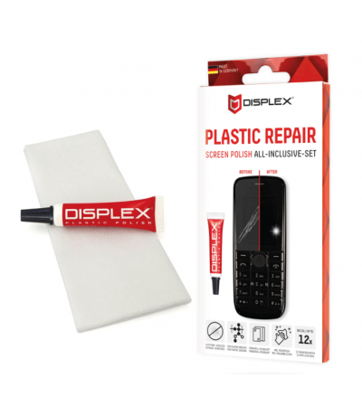 DISPLEX Scratch Repair Paste, Plastic Display Polish for Phones Tablets and Consoles, Removes Scratches and Restores Clarity, Easy Hand Polishing, Plastic Repair Screen Polish All-Inclusive Set