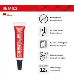 DISPLEX Scratch Repair Paste, Plastic Display Polish for Phones Tablets and Consoles, Removes Scratches and Restores Clarity, Easy Hand Polishing, Plastic Repair Screen Polish All-Inclusive Set