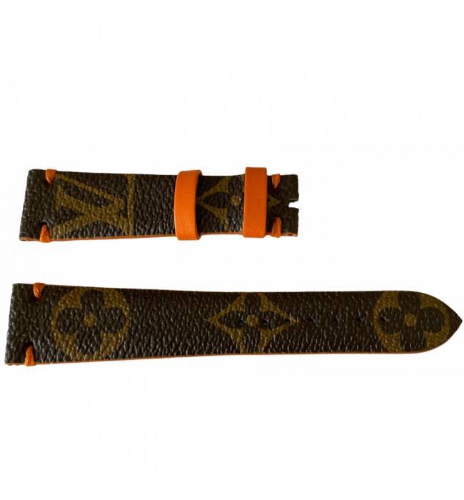 Louis Vuitton Monogram Leather Strap for Watches Brown & Orange 18 mm