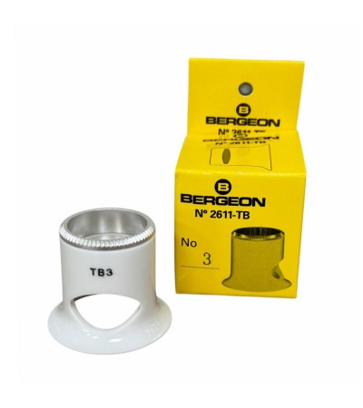Bergeon 2611-TB-3 loupe, white, biconvex, ventilation port, magnification x3.3