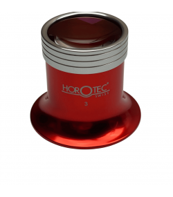 Horotec MSA 00.031-3 eyeglass loupe in aluminium anodised red with screwed ring x3.5