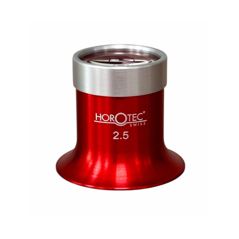 Horotec MSA 00.031-2.5 Eyeglass Loupe in Anodised Red Aluminium with Screwed Ring Horotec MSA 00.031-2.5 Eyeglass Loupe in Anodised Red Aluminium with Screwed Ring