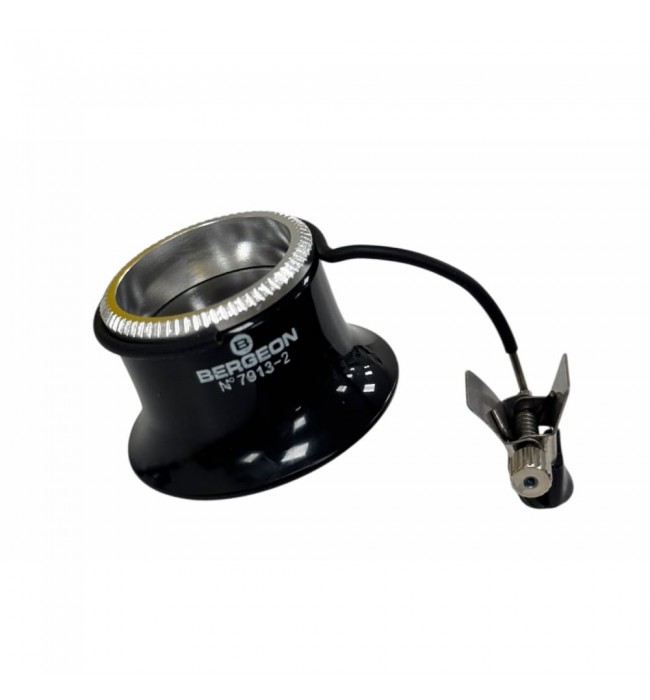 Bergeon 7913-2 Eyeglass Watchmaker Loupe, 5x Magnification, Clip-On Biconvex Lens, 25 mm, Swiss Made
