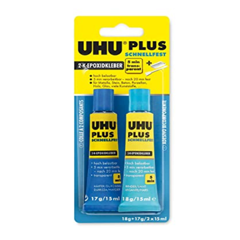 UHU Plus Бързосъхнещ Двукомпонентен Епоксиден Клей 2 x 15ml UHU Plus Бързосъхнещ Двукомпонентен Епоксиден Клей 2 x 15ml
