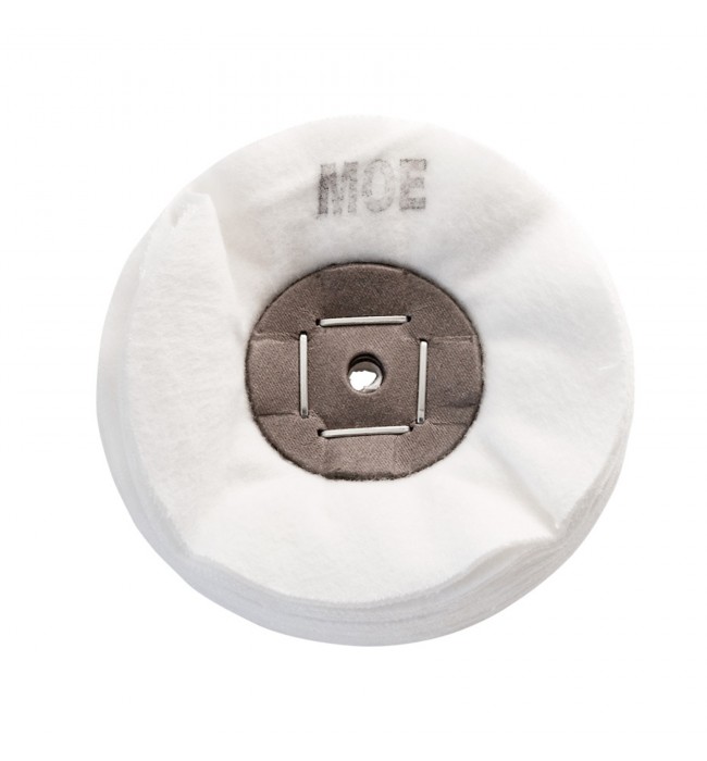 Merard Polishing wheel for finishing N° MOE, white flannel Ø 100 mm, 30 folds