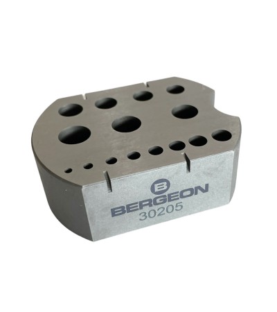 Bergeon 30205 riveting stake in steel tool with 15 holes 2.00 - 8.60 mm