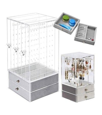 Gugita Elegant Transparent Grey Jewellery Organiser and Display Box