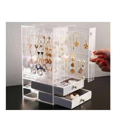 Gugita Elegant Transparent Grey Jewellery Organiser and Display Box
